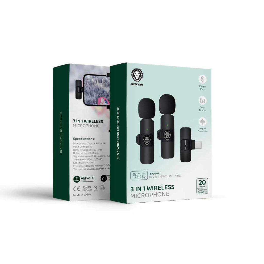 Green Lion 3 in 1 Wireless Microphone Green Lion 3 in 1 Wireless Microphone